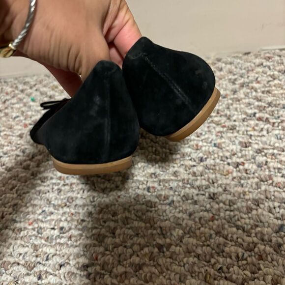 Shoes of Prey Black Suede Leather Bow Ballet Flat- Size 8.5 W - Picture 7 of 11